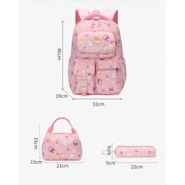 2023 cartoon printed school backpack for teenage girls 3 pieces set waterproof nylon children backpacks kids school bags satchel