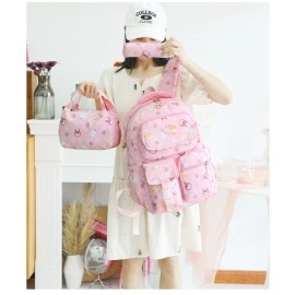 2023 cartoon printed school backpack for teenage girls 3 pieces set waterproof nylon children backpacks kids school bags satchel