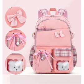 2023 New Bowknot schoolbag for teenage girls High capacity orthopedic backpack With cartoon pendant School Bags 2 Size Satchel