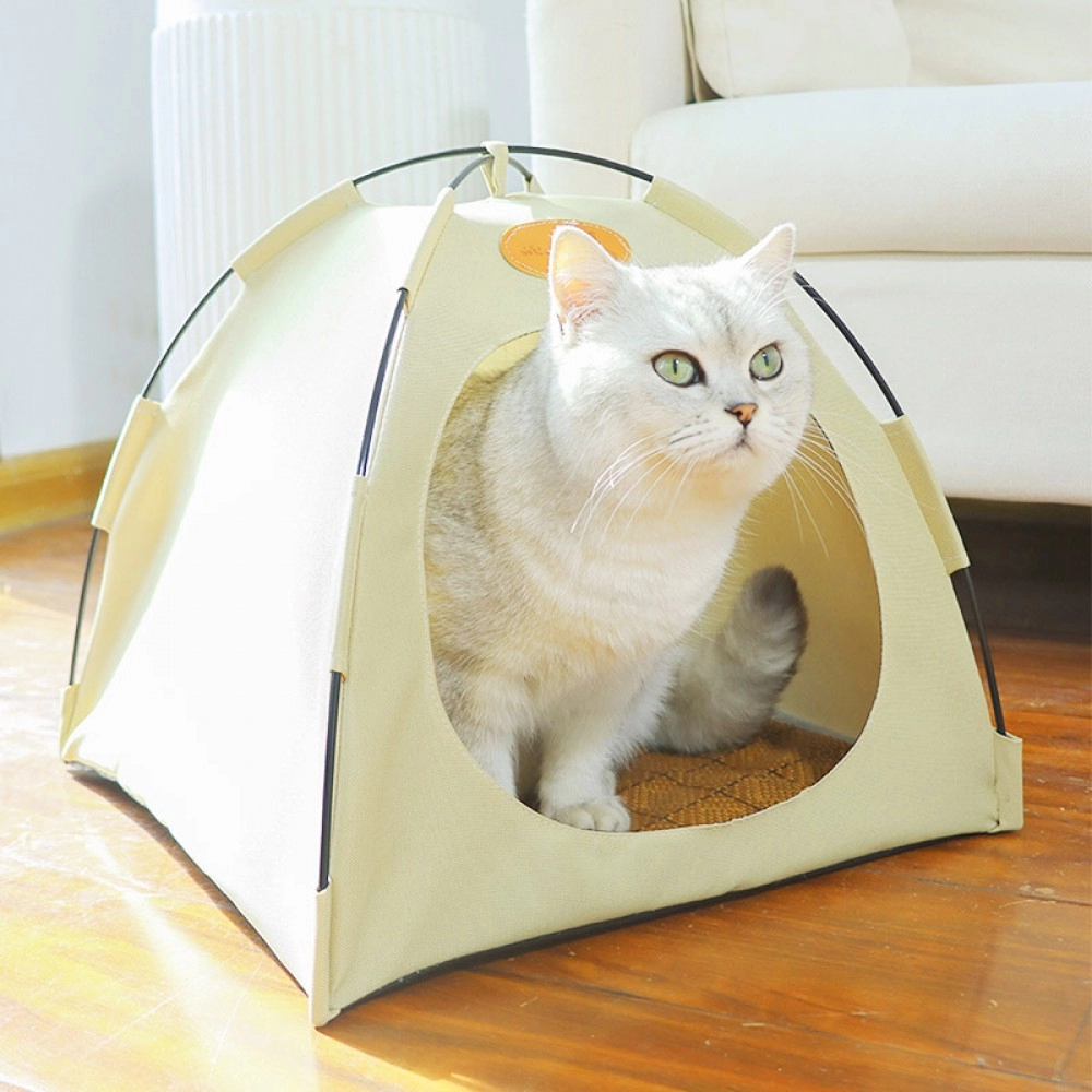 Cat Tent House Enclosed Waterproof Canvas Comfortable Kitten Bed Detachable Portable Kennel Pet Nest Outdoor Litter Supplies