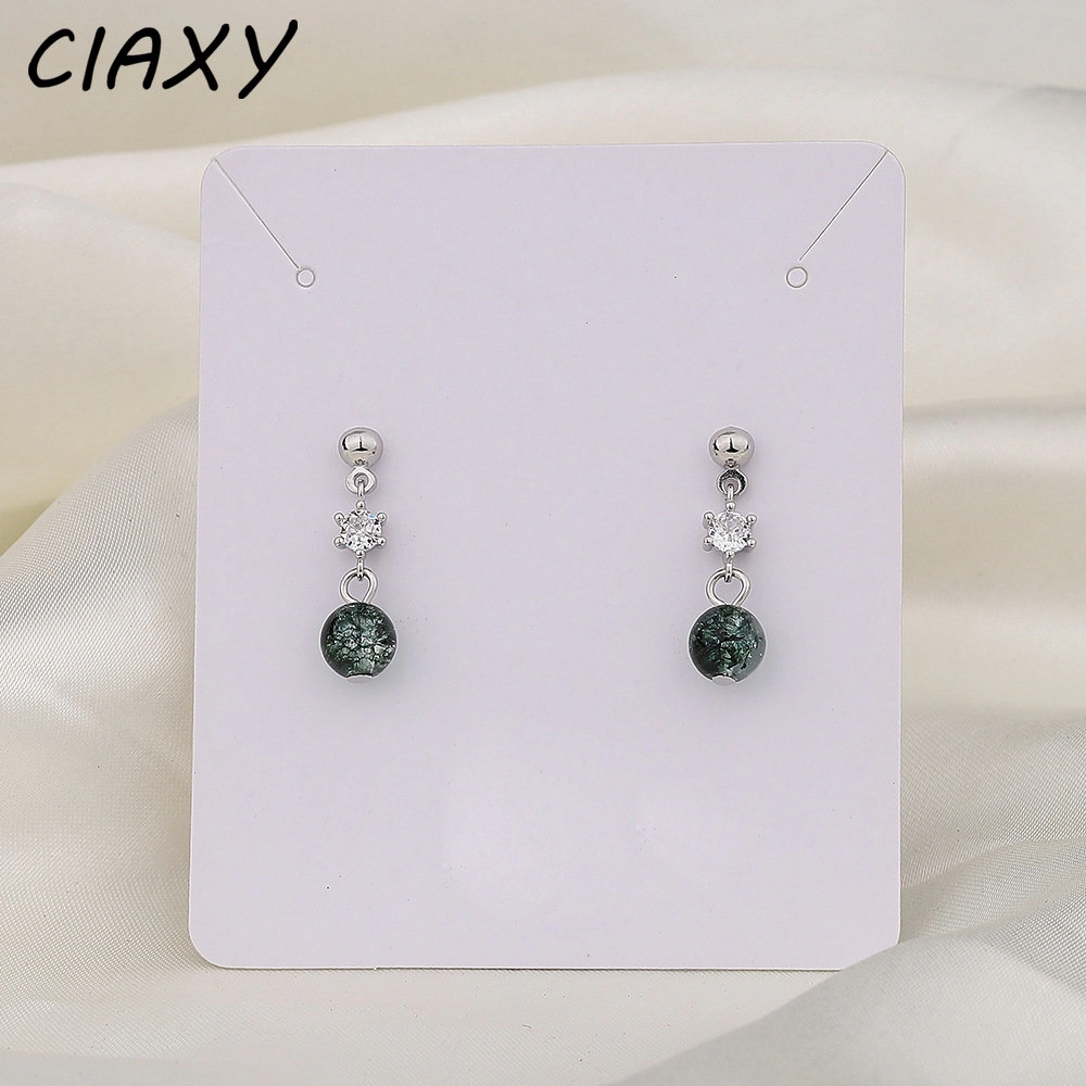 CIAXY 2023 New Arrival Green Ghost Stone Drop Earrings for Women Elegant Micro Inlay Zircon Earring Fashion Silver Color Jewelry