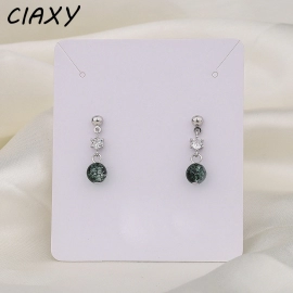 CIAXY 2023 New Arrival Green Ghost Stone Drop Earrings for Women Elegant Micro Inlay Zircon Earring Fashion Silver Color Jewelry
