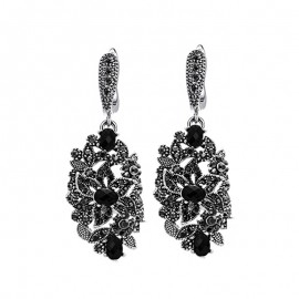 Ajojewel Vintage Long Black Crystal Earrings Ladies Drop Earrings For Women Jewelry High Quality