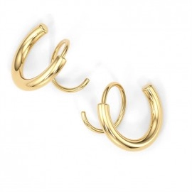 18K Gold Tarnish Free Unisex Spiral Earrings Double Hoops Twisting Earrings Minimalist Gifts For Her/Him